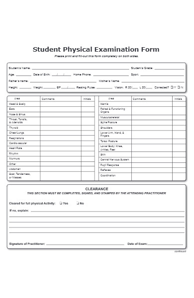 10 Physical Exam Forms For Easy Diagnosis