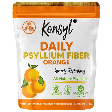 Konsyl Daily Psyllium Fiber Refreshing Orange Flavor Dietary Supplement 425Gr For Adults And