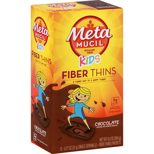 Metamucil Kids Fiber Thins Psyllium Husk Fiber Supplement Digestive Health Support Chocolate