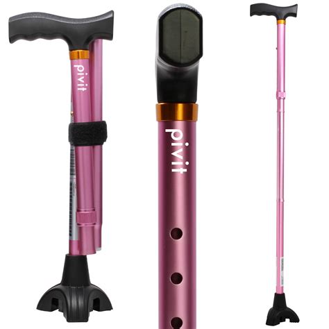 Pivit Walking Cane For Men Women Self Standing Adjustable Offset Balance Stick 4 Point Quad